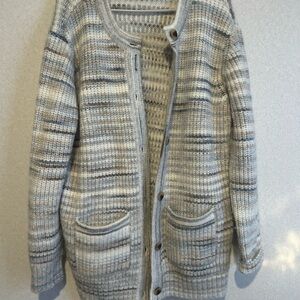 Women’s Heavy Duty Knotted Sweater, Front Buttons, Light Colors, Size XL